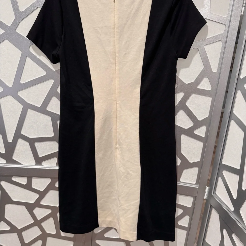 Michael Kors Black and Cream Asymmetrical Dress